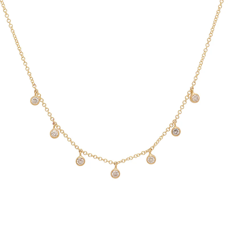 7 Mini Diamond Bezel Dangle Necklace