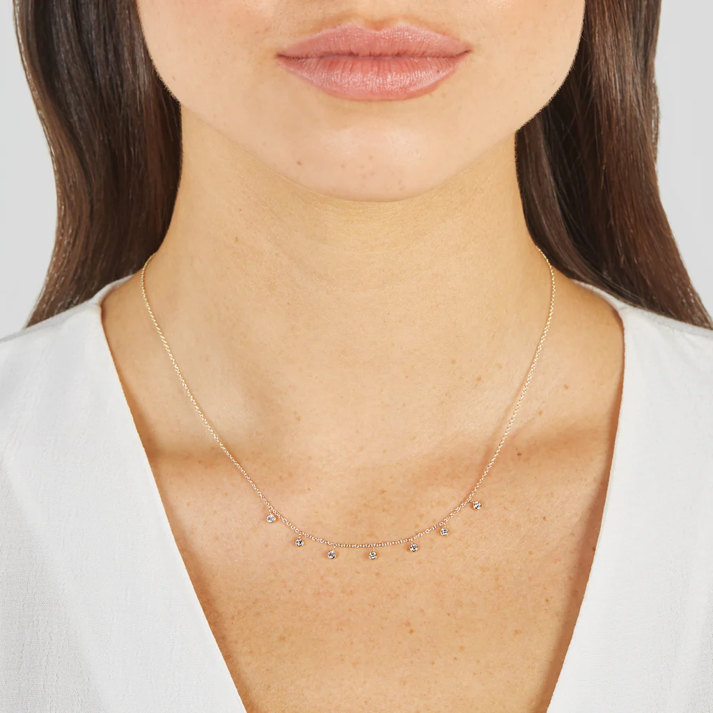 7 Mini Diamond Bezel Dangle Necklace - Image 3