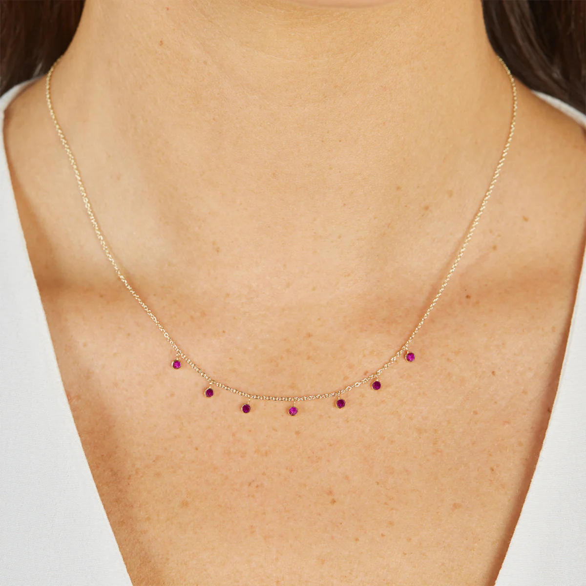 7 Mini Ruby Bezel Dangle Necklace - Image 3