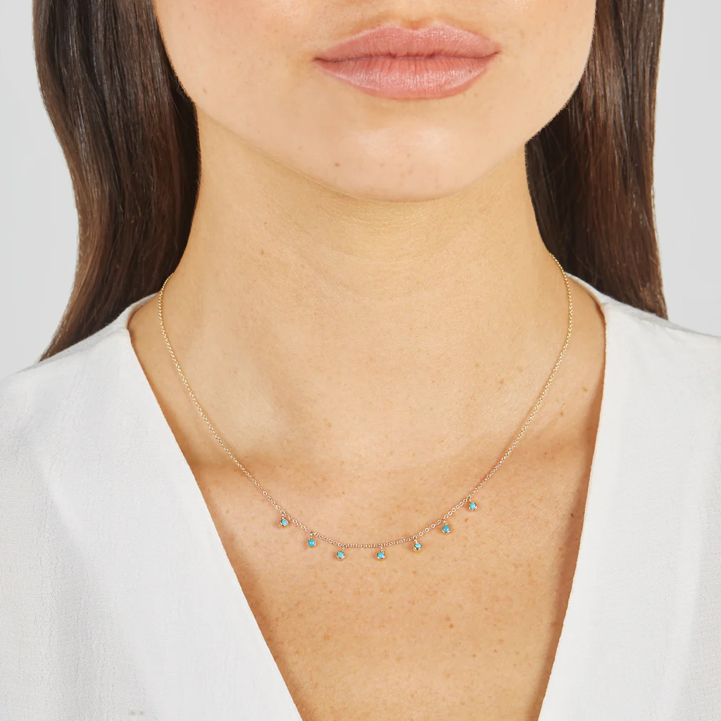 7 Mini Turquoise Bezel Dangle Necklace - Image 3