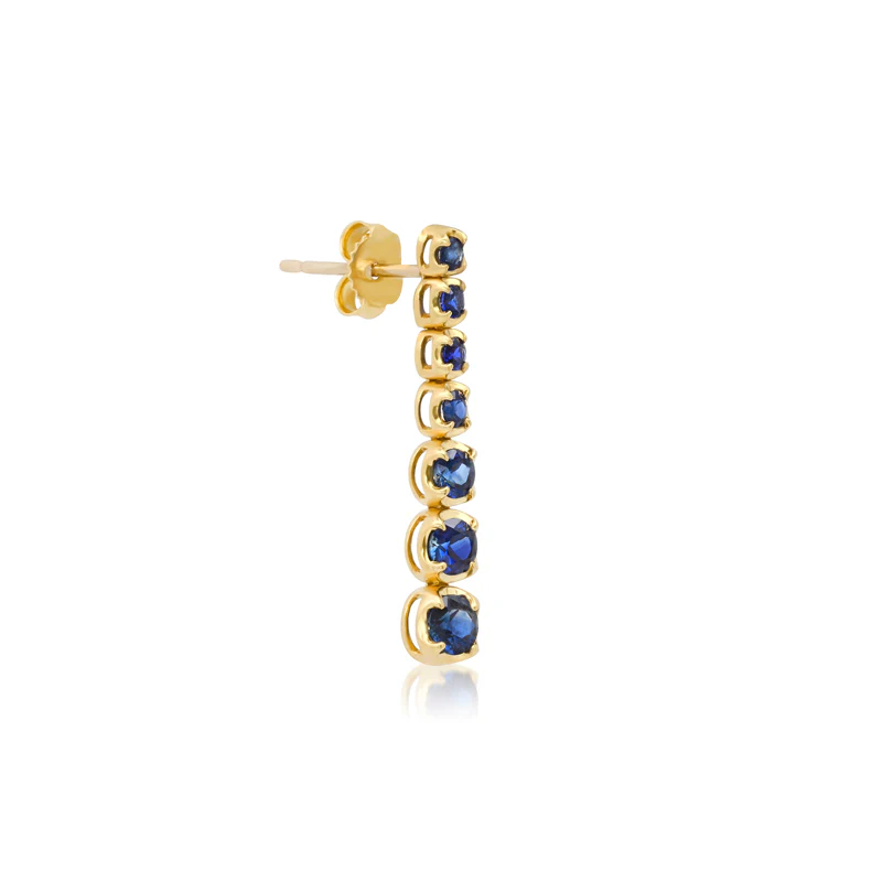 Graduated Blue Sapphire Tennis Studs - Image 2