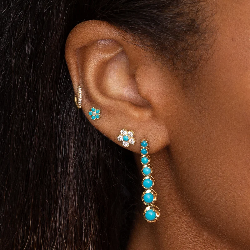 Graduated Turquoise Tennis Studs - Image 4