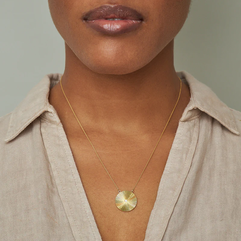 70's Disc Necklace with Diamond Accent - Image 3