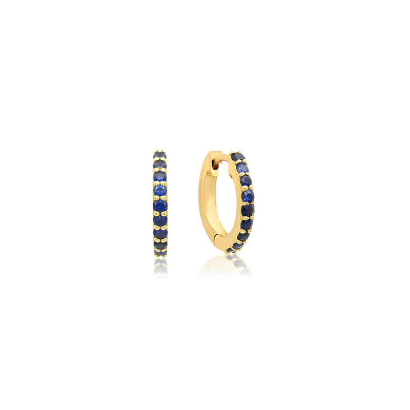 Blue Sapphire Huggies - Image 2