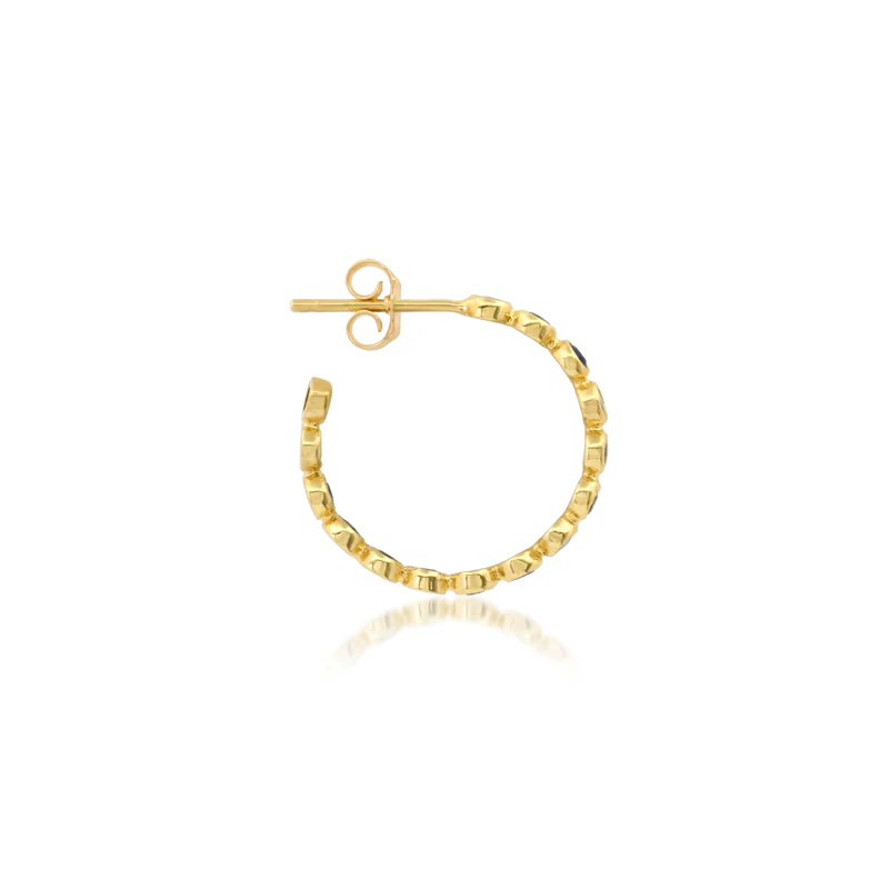 Blue Sapphire Small Bezel Hoops - Image 2
