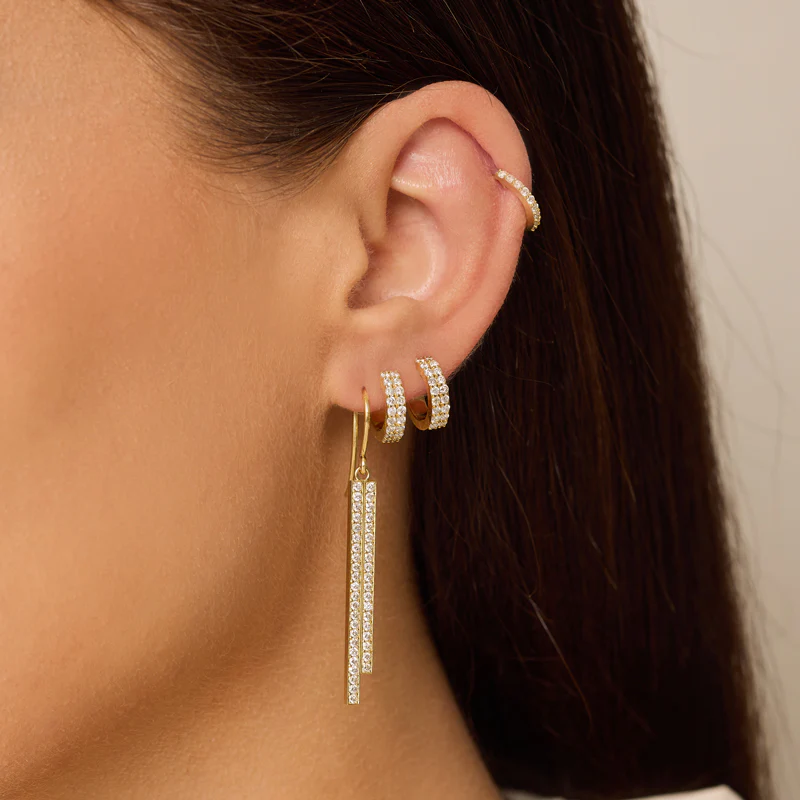 Cascading Double Diamond Stick Earrings - Image 4
