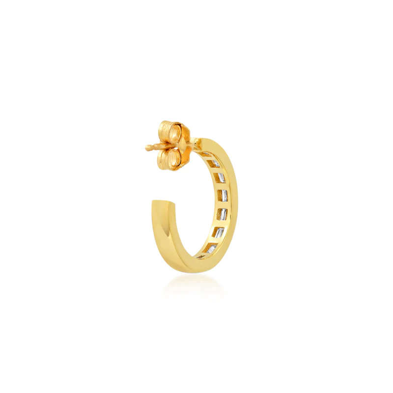 Channel Set Diamond Baguette Hoops - Image 4