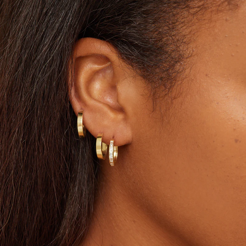 Channel Set Diamond Baguette Hoops - Image 5