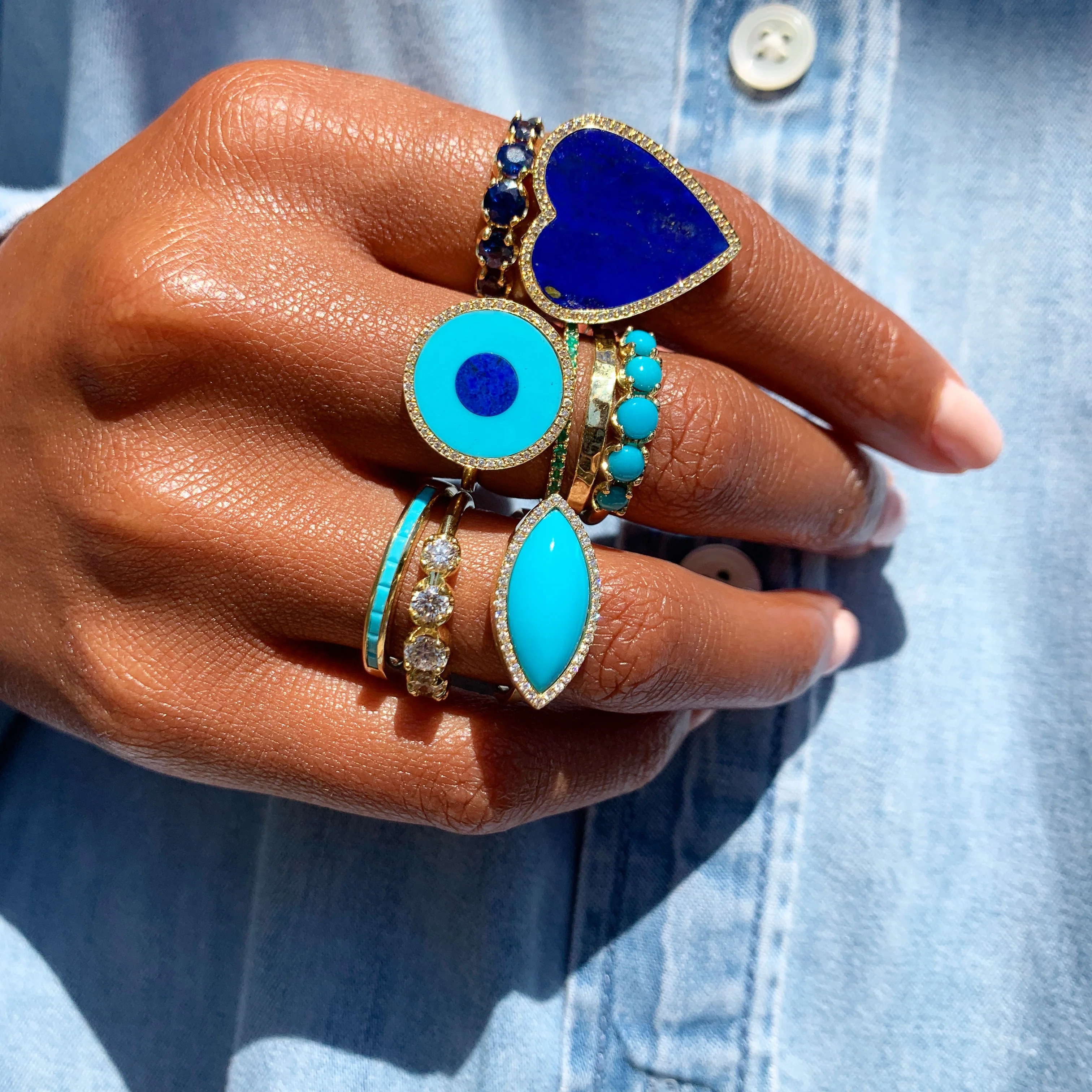 Channel Set Turquoise Baguette Ring - Image 3
