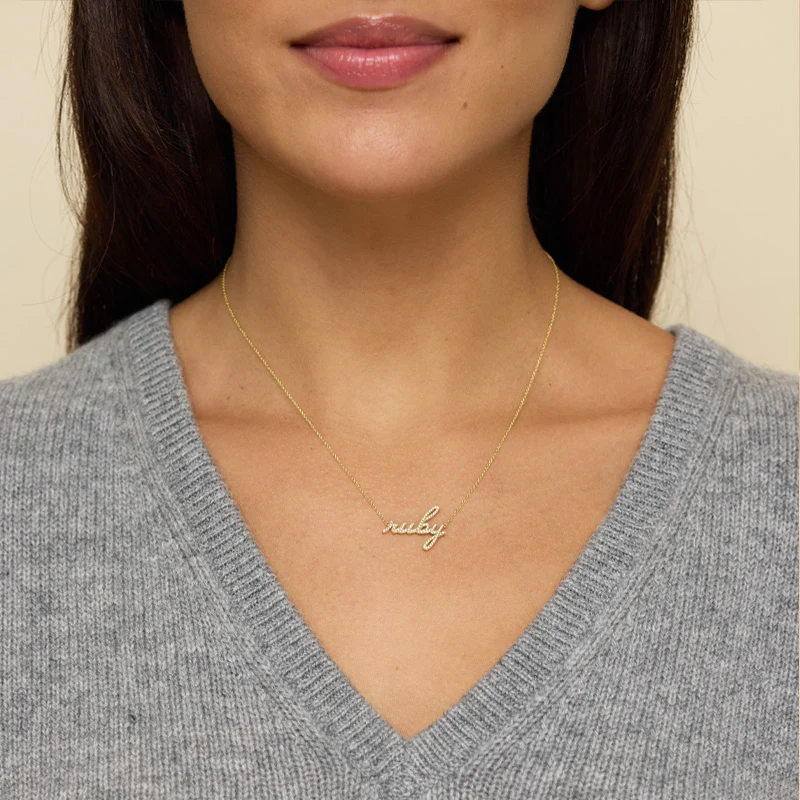 Custom Diamond Script Necklace - Image 3