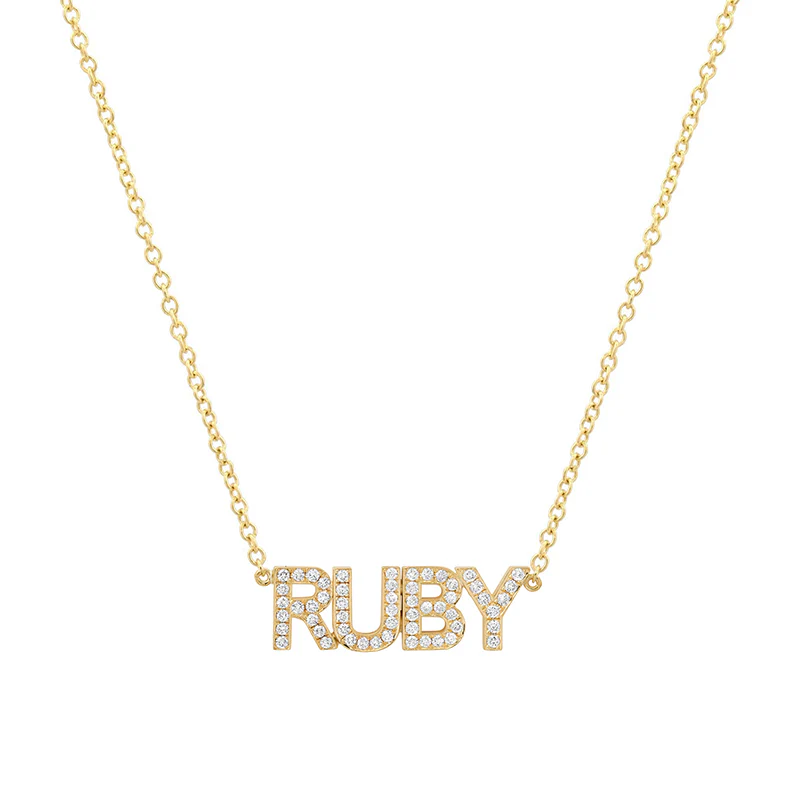 Custom Diamond Uppercase Word Necklace