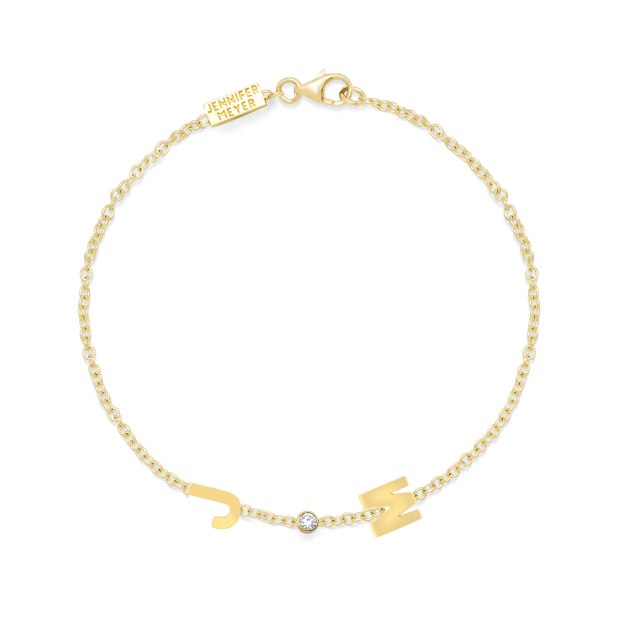 Custom Mini Letter Bracelet with Diamond Bezel Accent