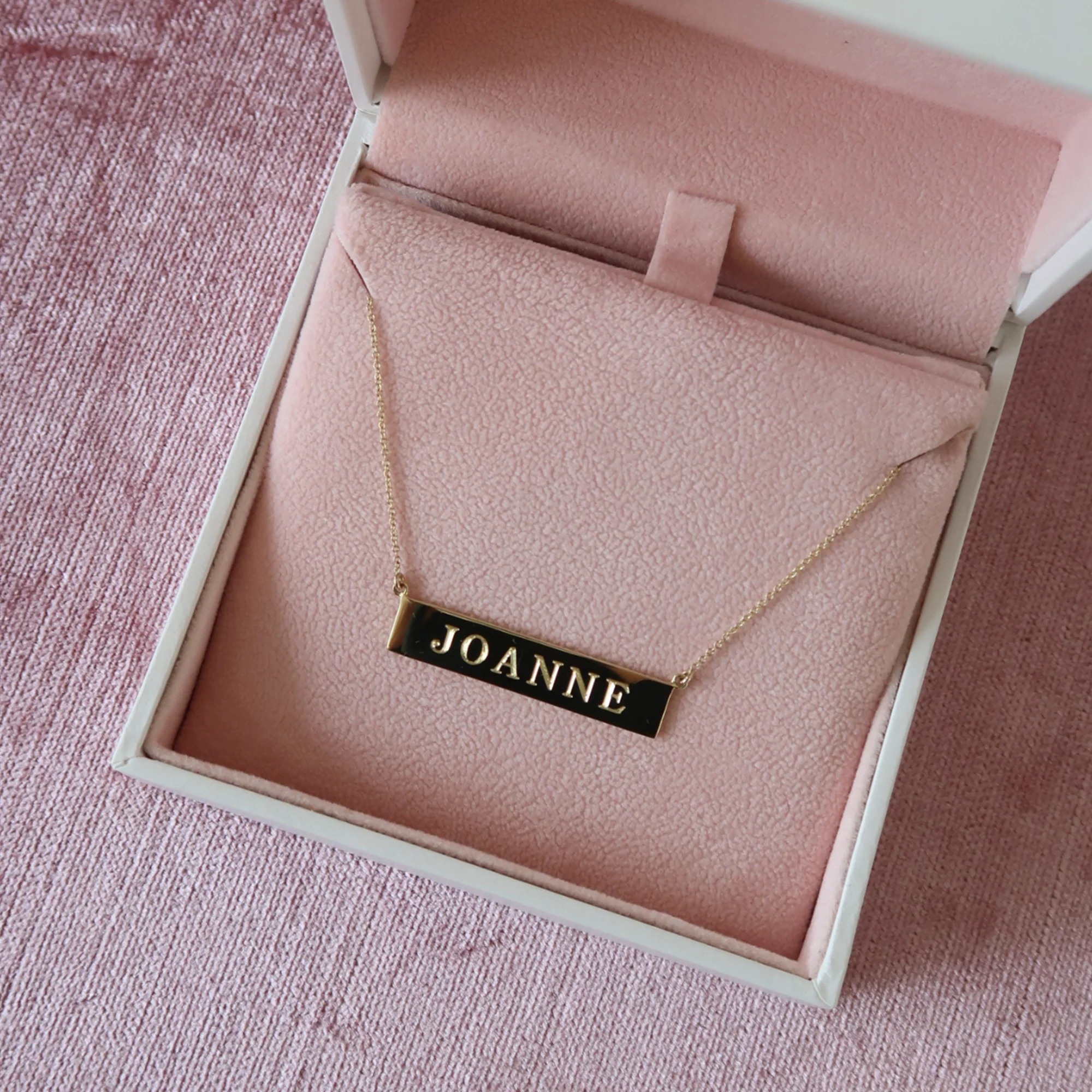 Yellow Gold Engravable Nameplate Necklace - Image 3