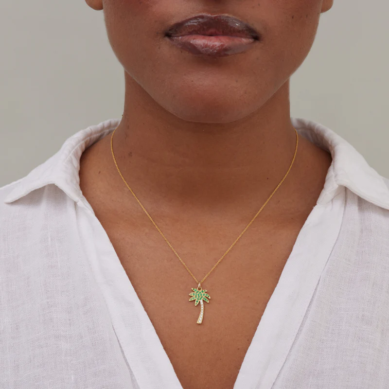 Diamond And Emerald Palm Tree Necklace - Image 3