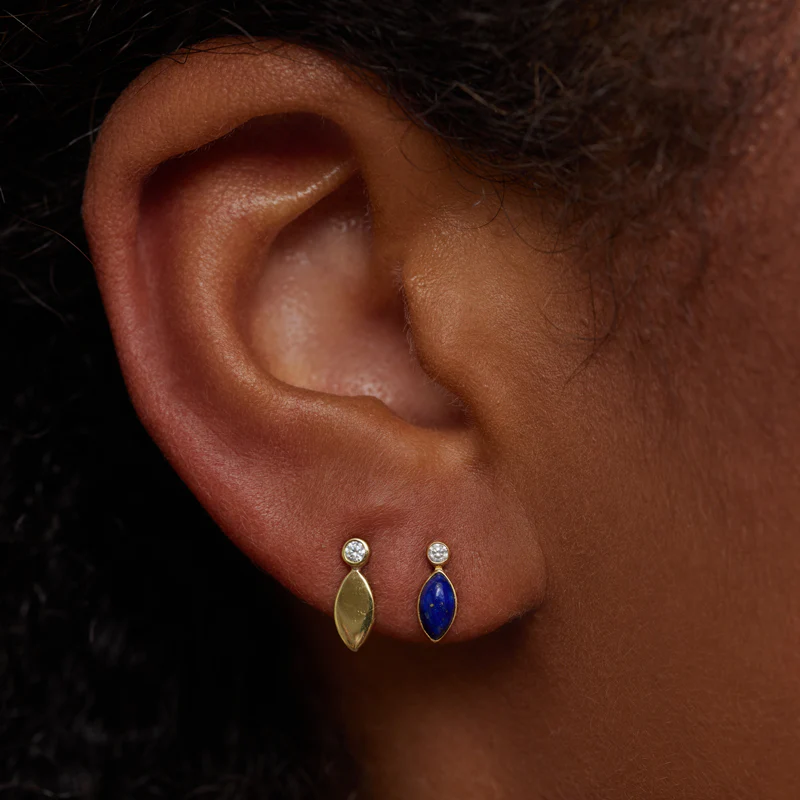 Diamond Bezel with Lapis Marquise Studs - Image 4