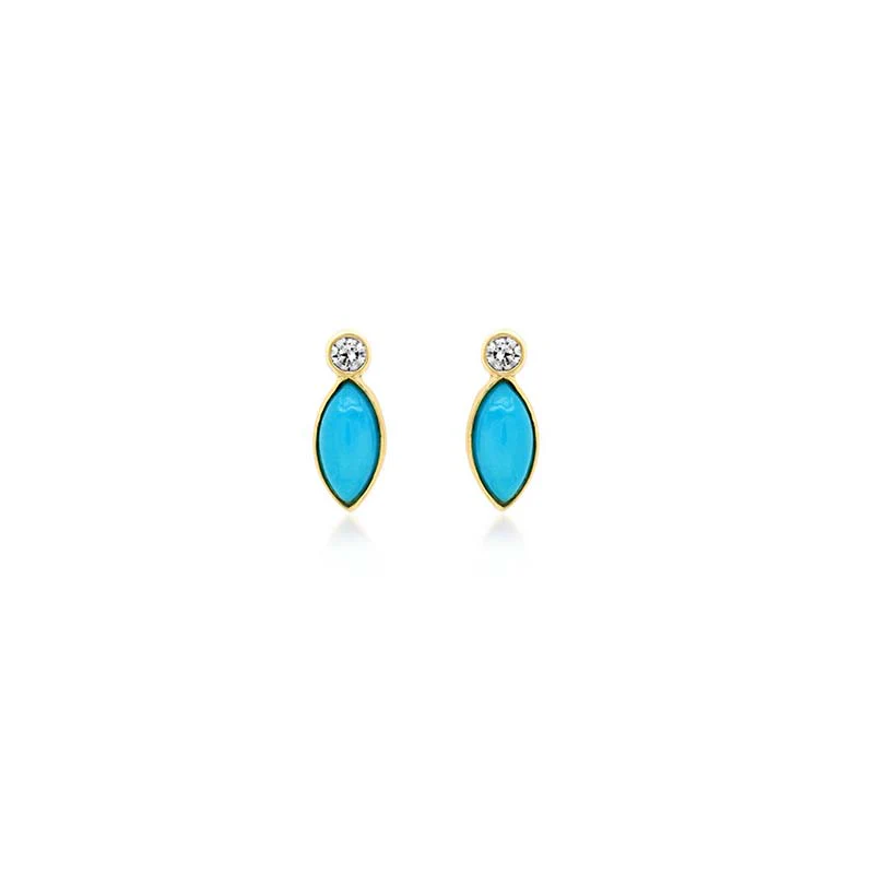 Diamond Bezel with Turquoise Marquise Studs