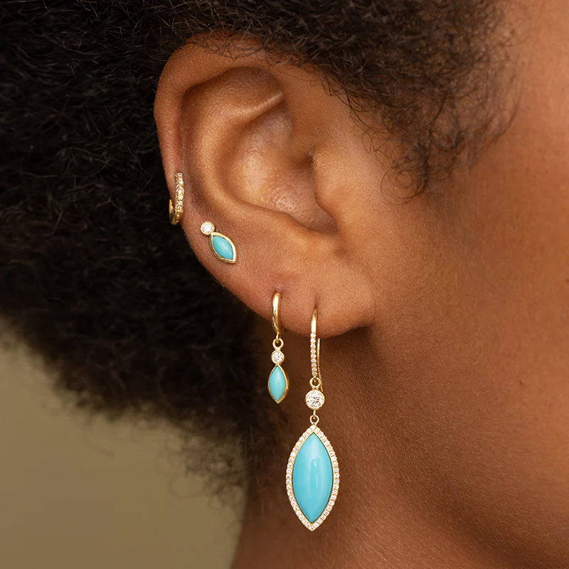 Diamond Bezel with Turquoise Marquise Studs - Image 4
