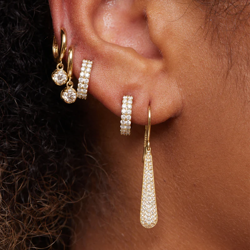 Diamond Dome Drop Earrings - Image 4