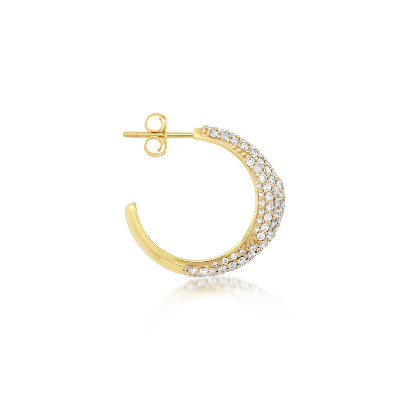 Small Diamond Double Dome Hoops - Image 3