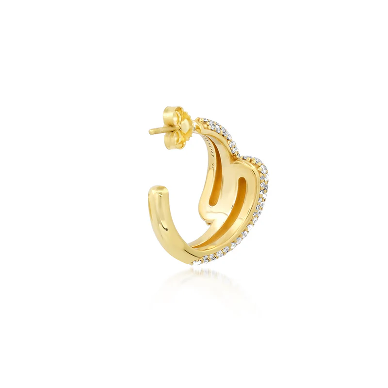 Small Diamond Double Dome Hoops - Image 4