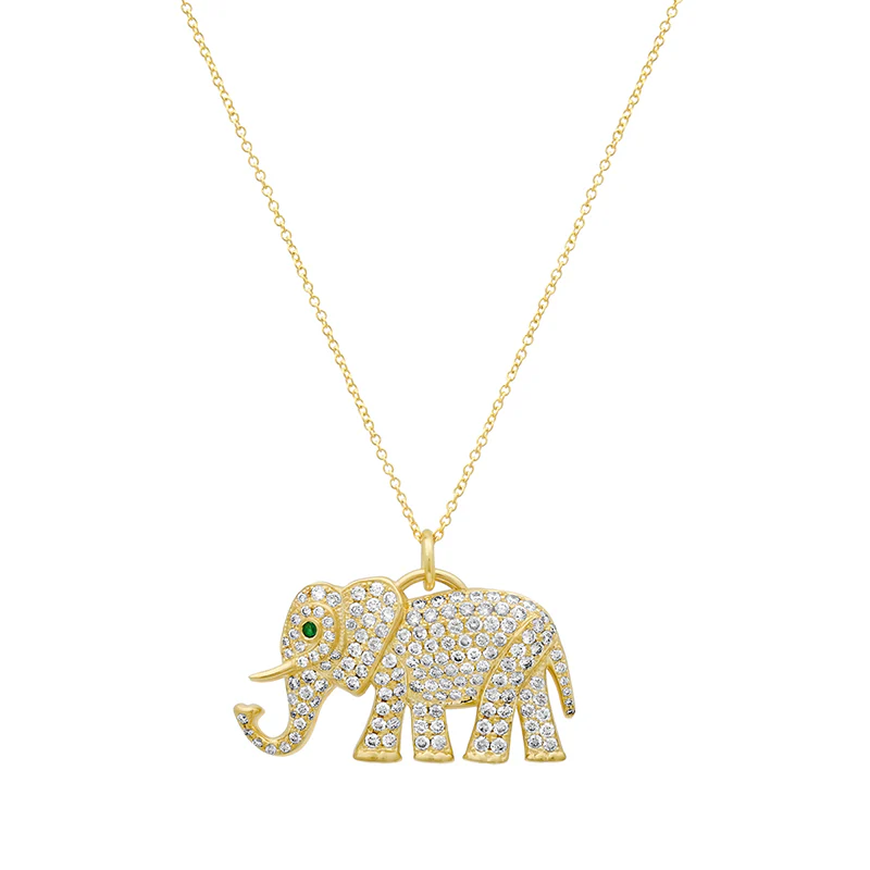 Diamond Elephant Pendant Necklace