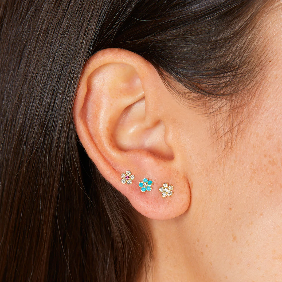 Diamond Flower Studs - Image 4