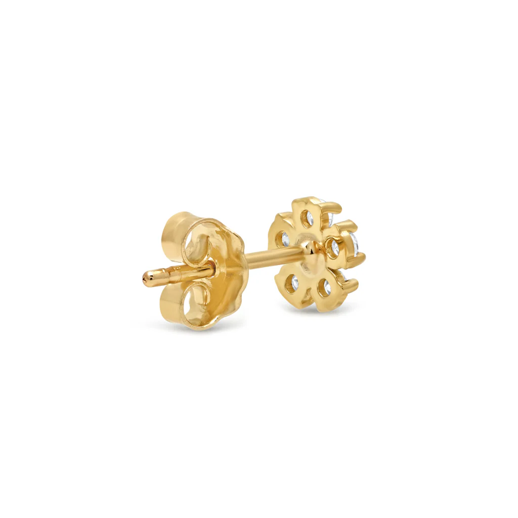 Diamond with Turquoise Center Flower Studs - Image 3