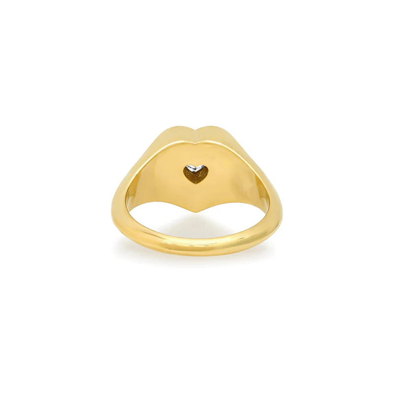 Diamond Heart Signet Ring with Heart-Cut Diamond - Image 4