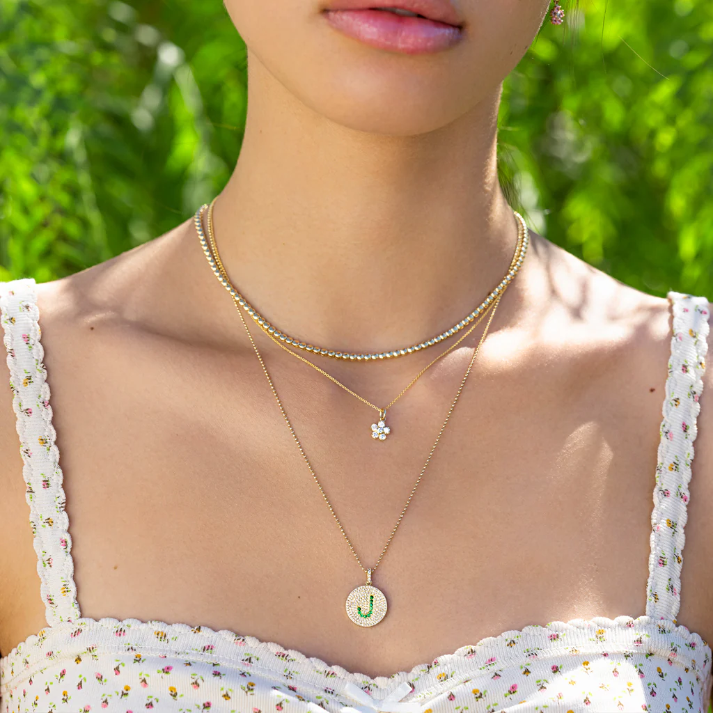 Large Diamond Flower Necklace - Image 3