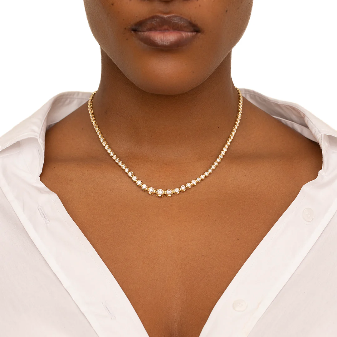 Large Graduated Diamond Tennis Necklace - Image 5