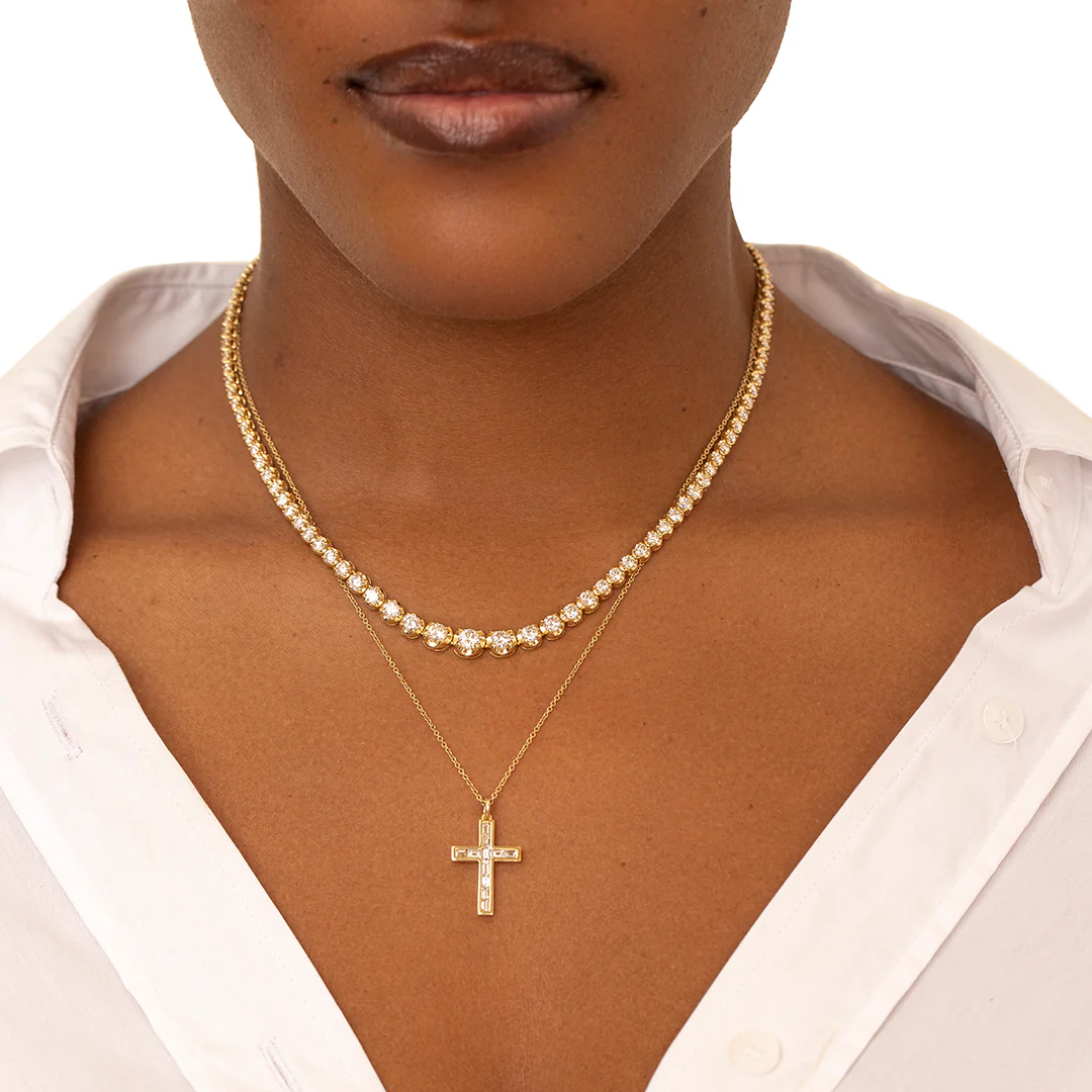 Large Graduated Diamond Tennis Necklace - Image 6