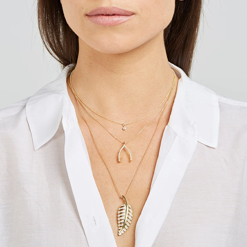 Large Diamond Leaf Necklace - Image 4