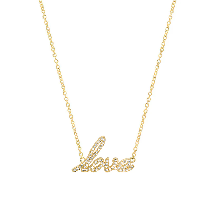 Diamond Love Script Necklace