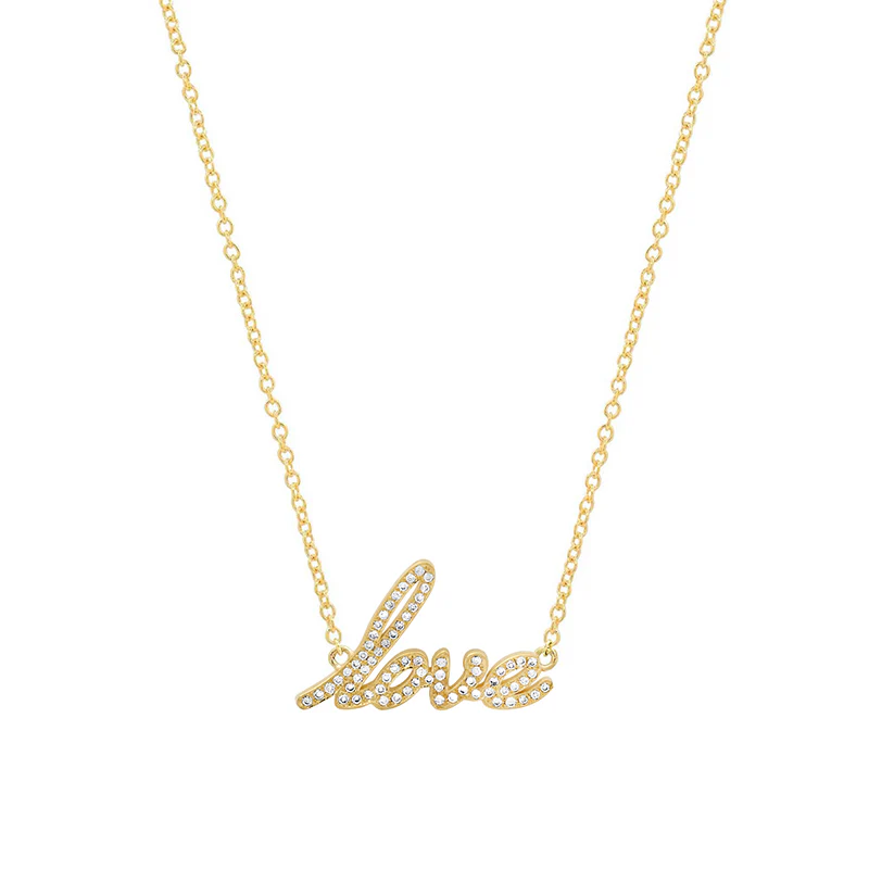 Diamond Love Script Necklace - Image 2