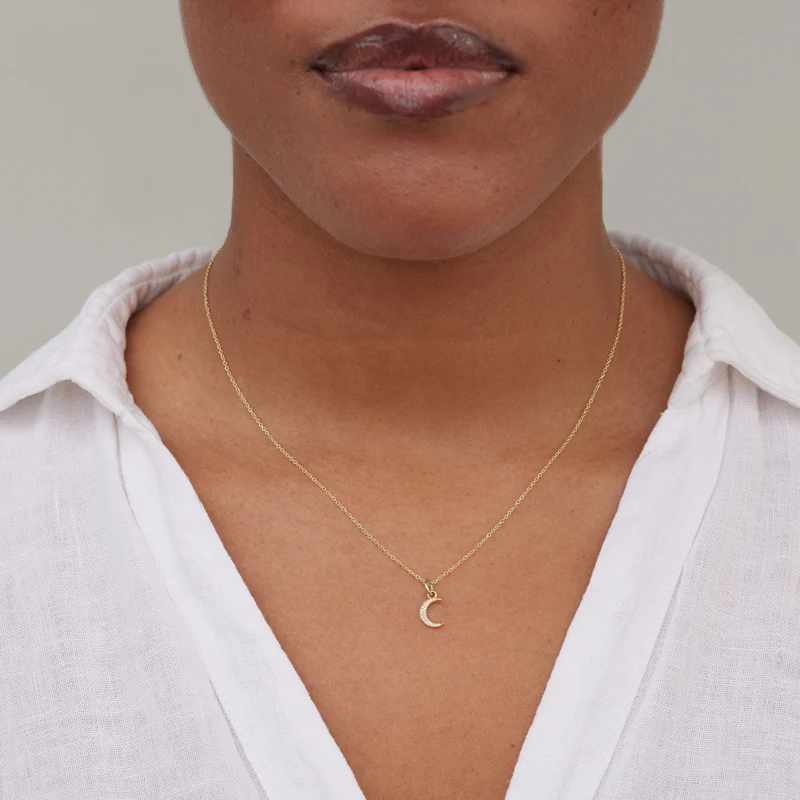 Diamond Mini Carson Moon Necklace - Image 2