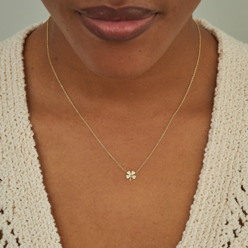 Diamond Mini Clover Necklace - Image 3