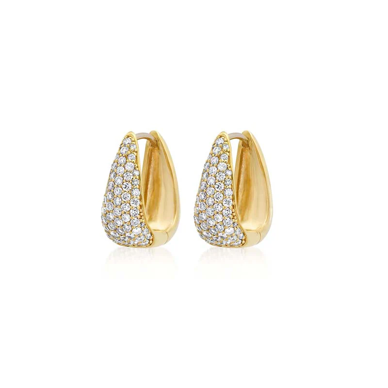 Elongated Diamond Teardrop Huggies