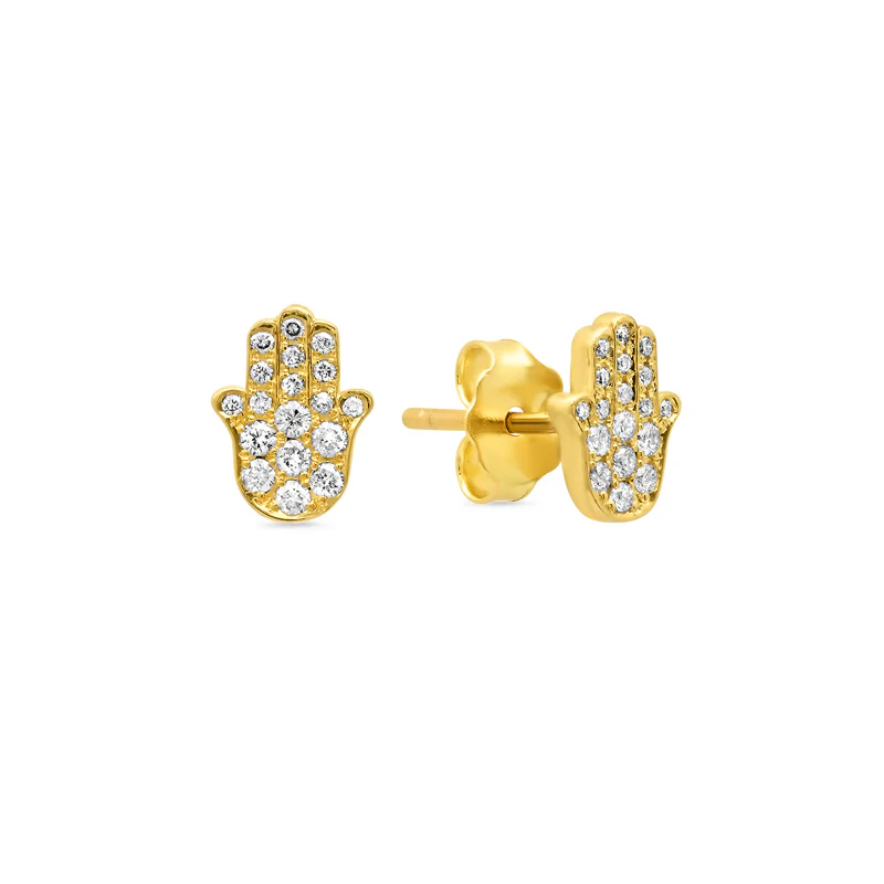 Diamond Mini Hamsa Studs - Image 2