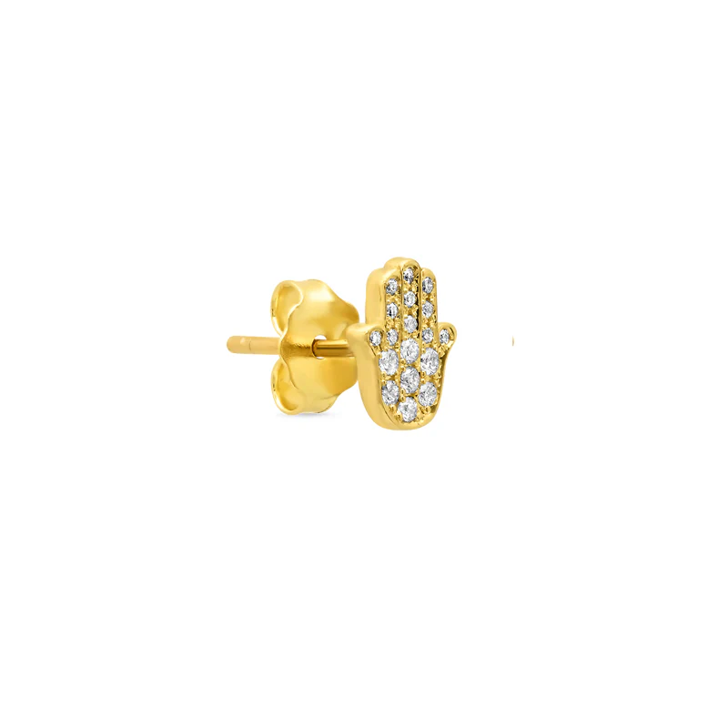 Diamond Mini Hamsa Studs - Image 3