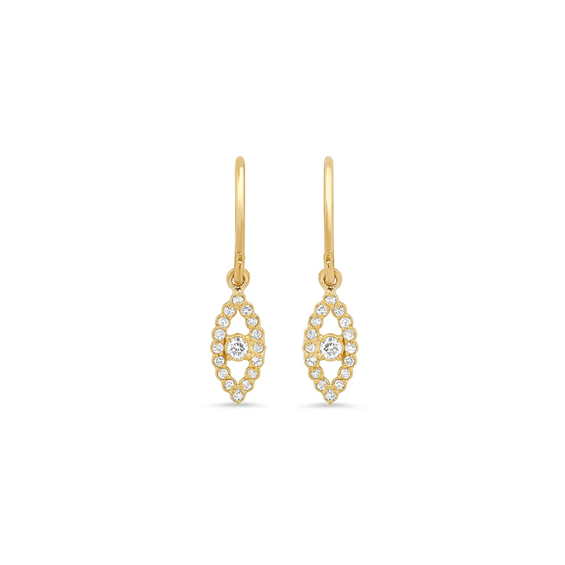 Diamond Mini Open Evil Eye Drop Earrings