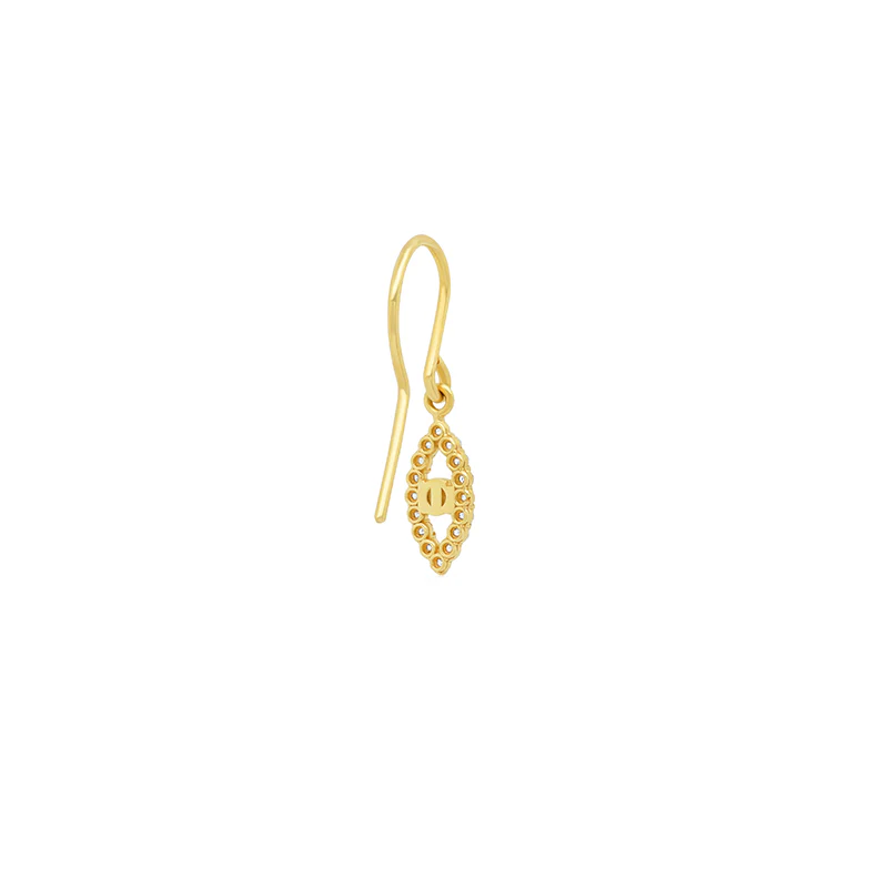 Diamond Mini Open Evil Eye Drop Earrings - Image 2