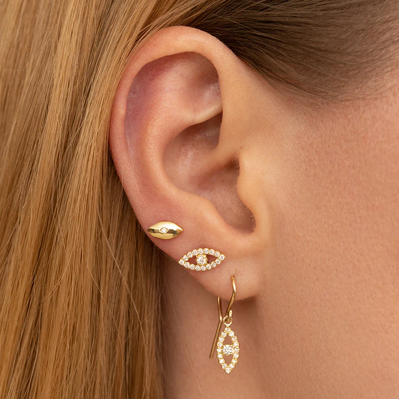 Diamond Mini Open Evil Eye Studs - Image 4