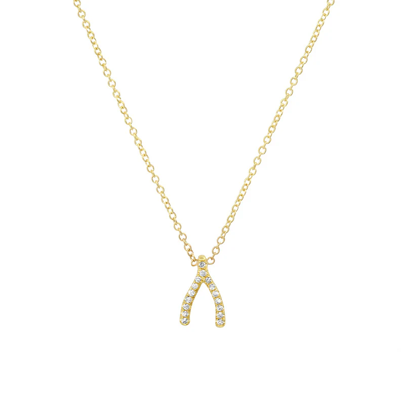 Diamond Mini Wishbone Necklace