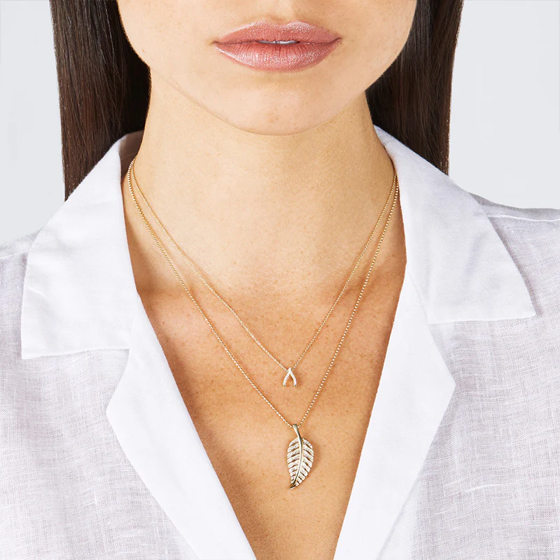 Diamond Mini Wishbone Necklace - Image 5
