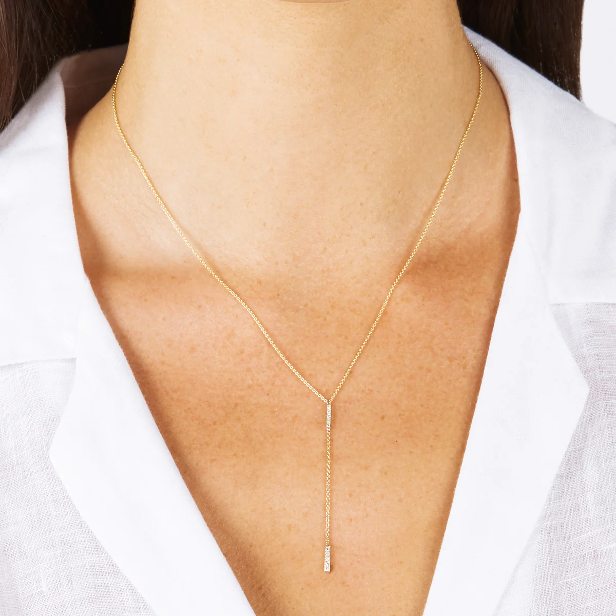 Diamond Short Bar Lariat - Image 2