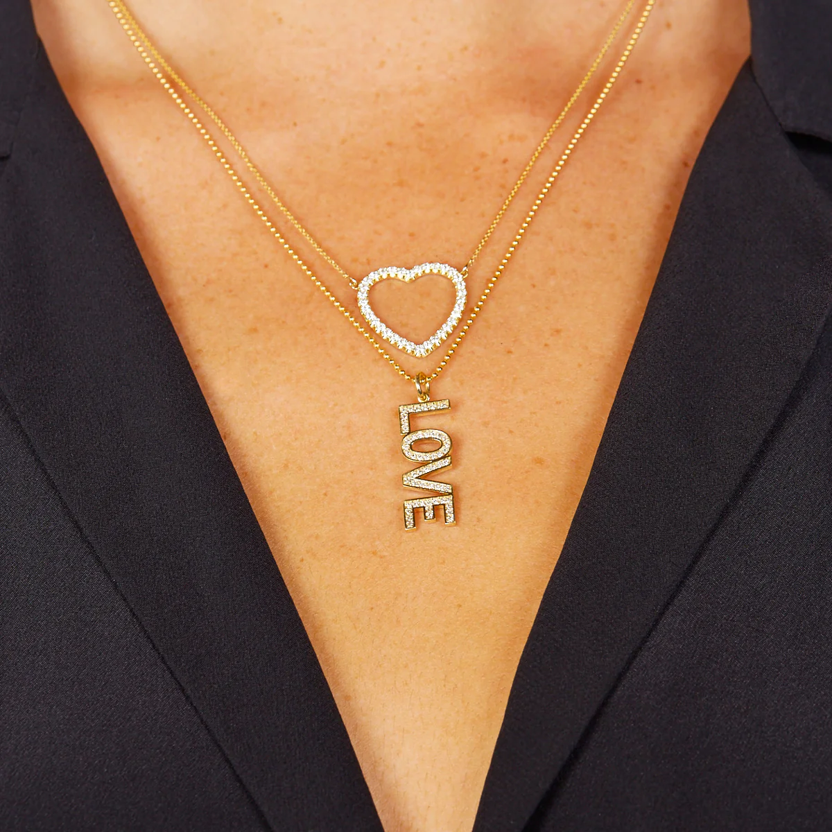 Diamond Uppercase Love Pendant Necklace - Image 3