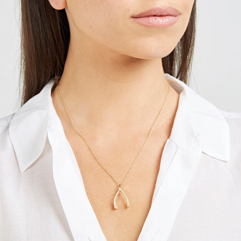 Diamond Wishbone Necklace - Image 3