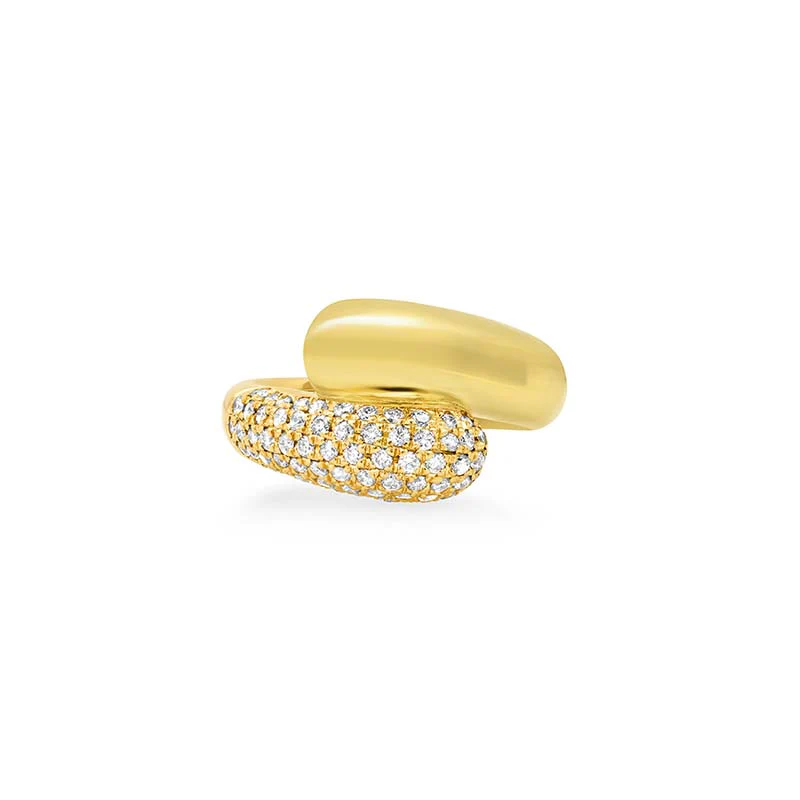 Large Double Dome Ring with Diamond Pave Accent - Image 2
