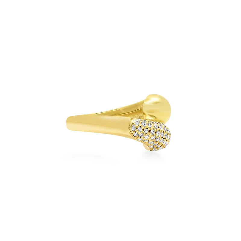 Large Double Dome Ring with Diamond Pave Accent - Image 3