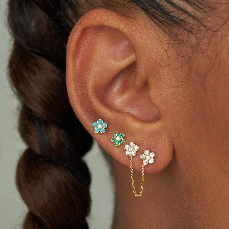 Diamond Double Flower Stud - Image 4